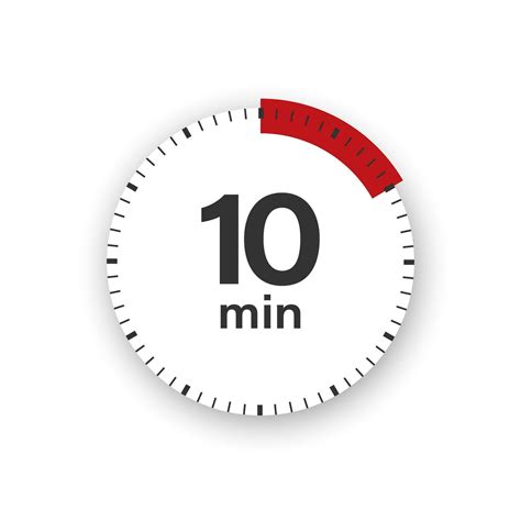 10 minutes timer. Stopwatch symbol in flat style. Editable isolated