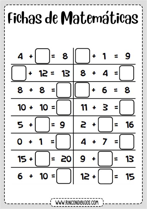 Fichas De Ejercicios De Sumas Faciles Rincon Dibujos Fichas De
