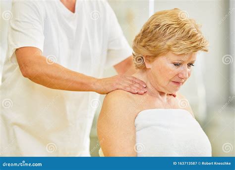 Senior Patient Gets A Neck Massage Stock Image Image Of Rehab Muscle 163713587