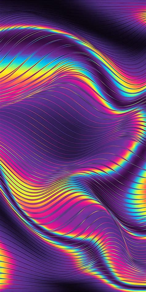Bright Glowing Curves Metallic Texture Wallpaper Holographic