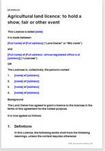 licence agreement template  agricultural land