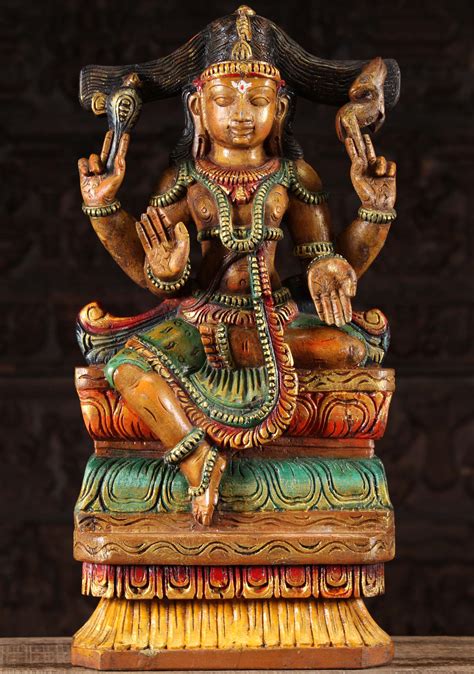 Sold Wooden Seated Shiva Statue Holding Deer 24 96w1btu Hindu Gods
