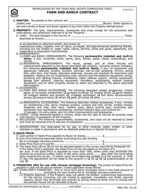 Real estate contracts usually have contingencies that allow the buyer to back out of a deal under if the buyer backs out under a valid contingency, they're entitled to get their earnest money deposit back. Texas Real Estate Farm And Ranch Contract - Fill Out and ...
