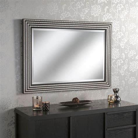 Black And Silver Line Rectangular Wall Mirror Homesdirect365