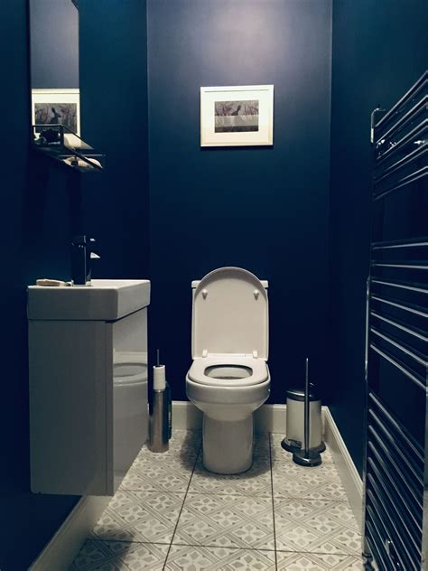 Dark Blue Cloakroom Small Bathroom Makeover Small Toilet Room Small