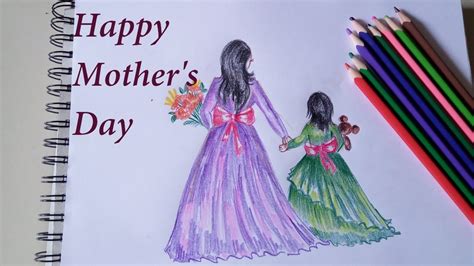 Mothers Day Drawing With Pencil Sketch For Beginners Step By Step