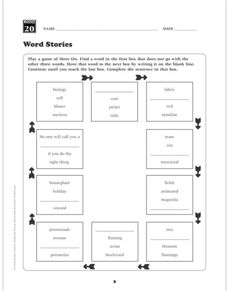 Word Origin Stories Grade 6 Vocabulary Printable Skills Sheets