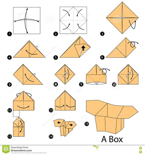 Step By Step Instructions How To Make Origami A Box. Stock ...