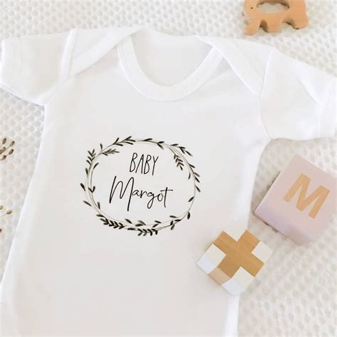 Personalised Wreath Design Baby Grow By Little Bird Designs Baby