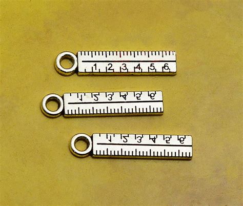 40pcslot Ruler Charms Antique Silver Plated Straightedge Etsy
