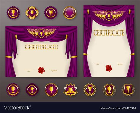 Set Of Elegant Templates Of Diploma With Lace Vector Image