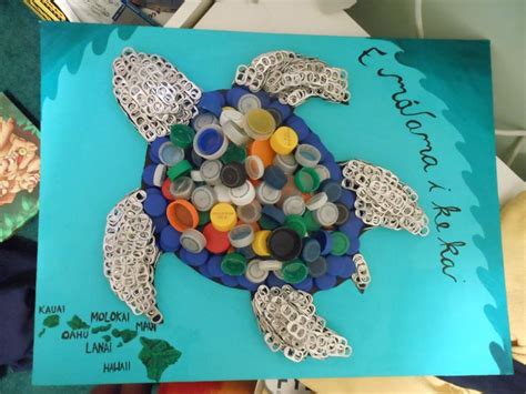 Create A Recycled Bottle Cap Sea Turtle Use Caps For The Shell And