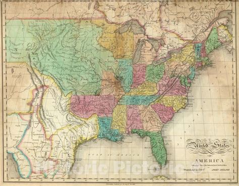 Historic Map 1820 United States Of America Vintage Wall Art