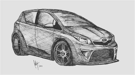 Drawing of the 2012 Toyota Yaris by golferpat on DeviantArt