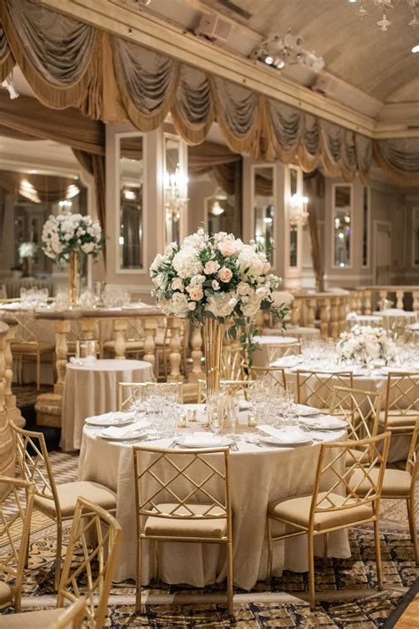 Elegant Nyc Ballroom Wedding With Towering Floral Centerpieces At The Pier Hotel Wedding