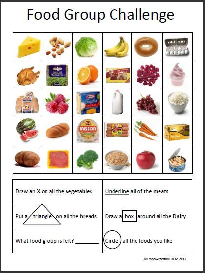 Our meal planning 1+2+3 chart makes it easy to include all of these major food groups in your meals and snacks. Empowered By THEM: Food Group Challenge