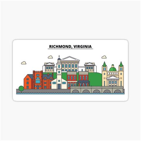 Usa Richmond City Skyline Design Sticker By Urbanakit Redbubble