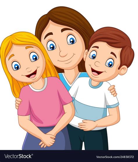 Vector Illustration Of Illustration Of A Mother With Son And Daughter