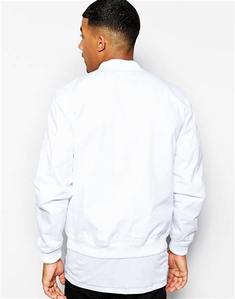 Lyst Asos Bomber Jacket In White For Men