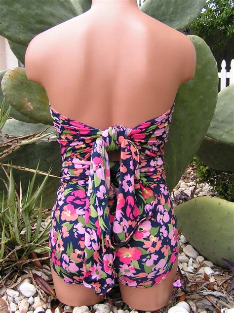Medium Bathing Suit Wrap Around Swimsuit Summer Posies Floral Etsy