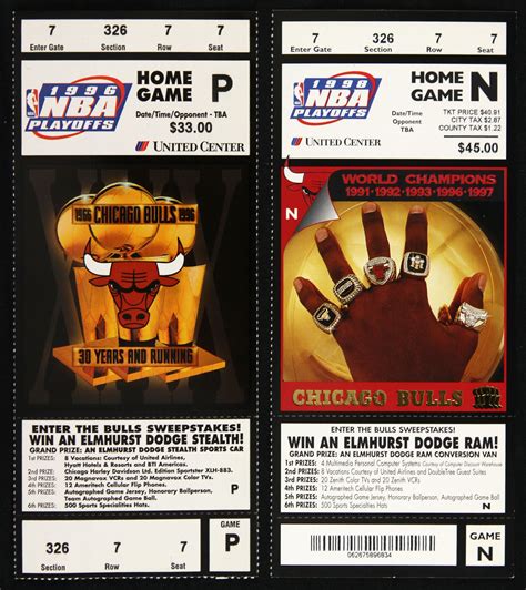 Lot Detail - 1996-98 Chicago Bulls United Center NBA Playoffs Ticket
