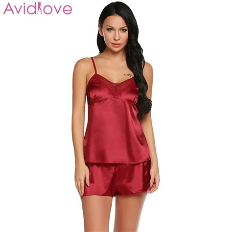 Avidlove Women Pajamas Sets Fashion Lace Satin Pijama Summer Nightwear