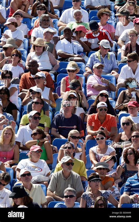 Crowd Of Spectators At The Us Open Tennis Tournament Stock Photo
