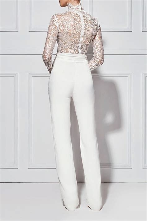 Sheer White Wedding Reception Outfit Wedding Suits Bridal Pants