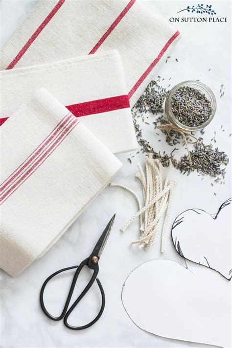 DIY Grain Sack Lavender Heart Sachets - On Sutton Place