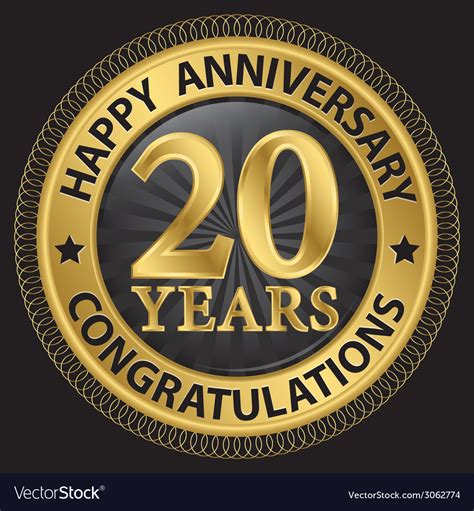 Many anniversaries have special names. 20 years happy anniversary congratulations gold Vector Image