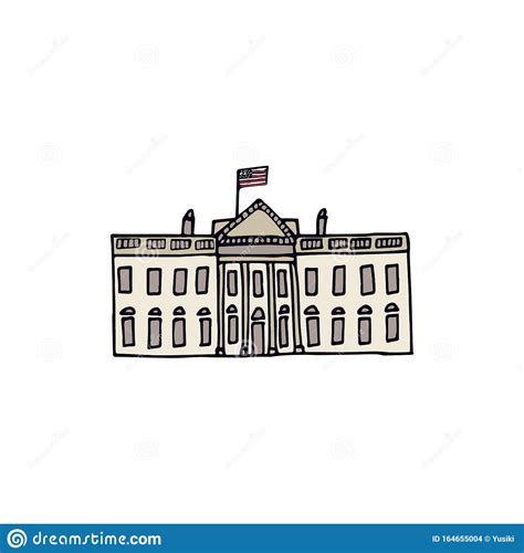 The White House In Washingtonhand Drawn Vector Illustration On White