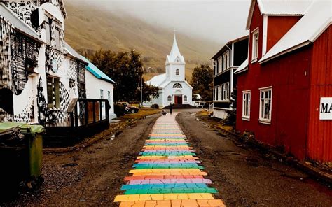 Iceland Rainbow Street Seydisfjordur Blue Church Daily Travel Pill