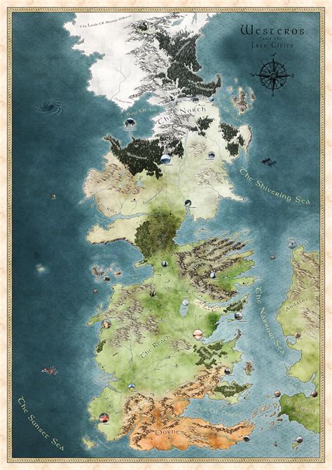 Westeros And The Free Cities Game Of Thrones Map By Althemarchitect On
