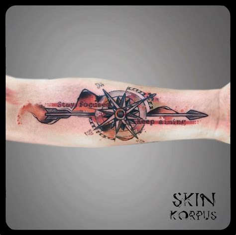 Traditional wind rose compass tattoo with flower pattern. Watercolor arrow & compass | Geometric tattoo, Tattoos ...