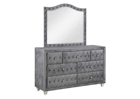 Deanna Upholstered Tufted Bedroom Set Grey Frugal Furniture Boston