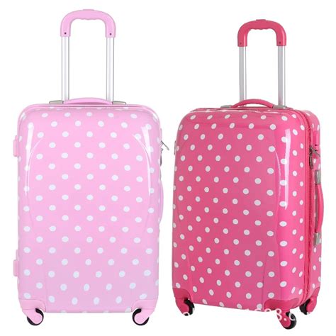 Cute Pink Polka Dot Girls Travel Suitcasegirls Wheeled Custom Trolley