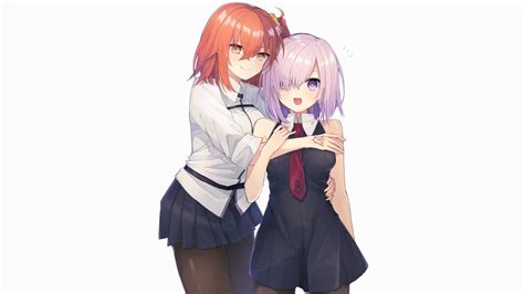 984406 Stockings White Background Bare Shoulders Mash Kyrielight Anime Shielder Fate
