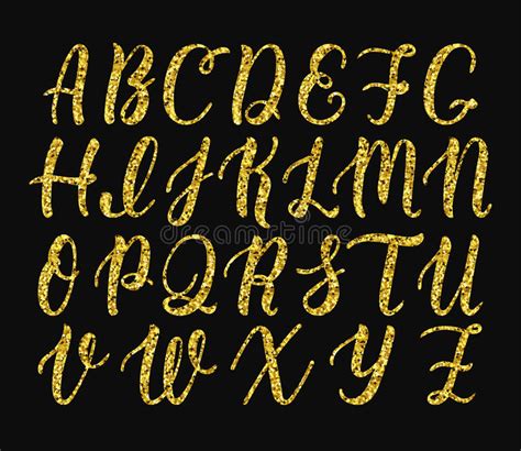 Handwritten Latin Calligraphy Brush Script Of Capital Letters Gold