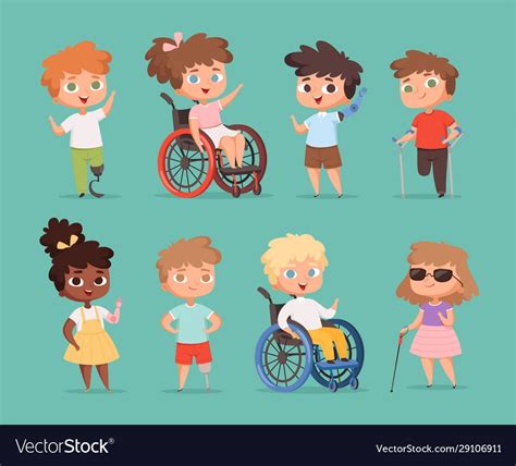 Disability Children Kids Sitting In Wheelchairs Handicapped Little