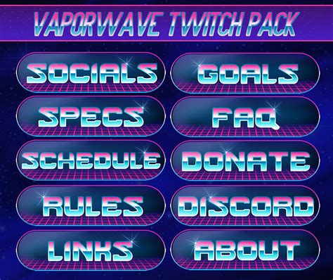 Retro Vaporwave Twitch Stream Panel Dekoration Pack Etsy