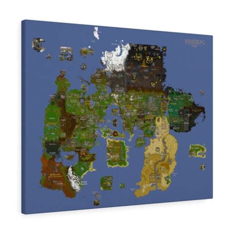 Old School Runescape World Map Canvas W Map Markers Complete 2007 Rs