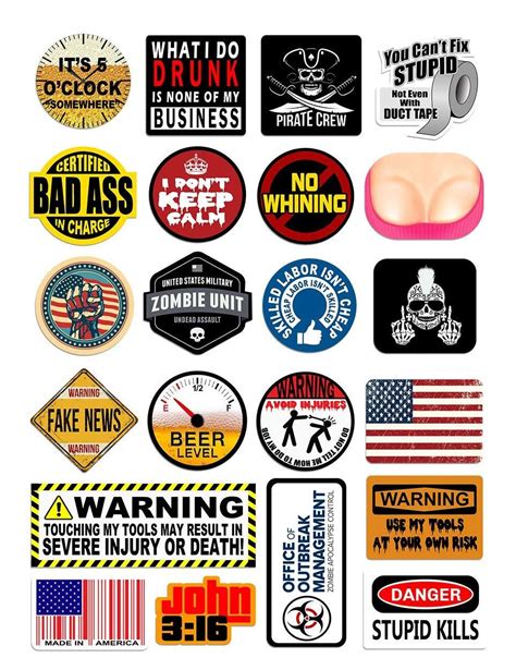 Hilarious Stickers For Your Hard Hat And Tool Box 22 Sticker Set