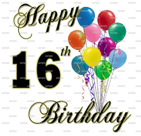 Happy 16th Birthday Edible 2d Fondant Birthday Cakecupcake Topper