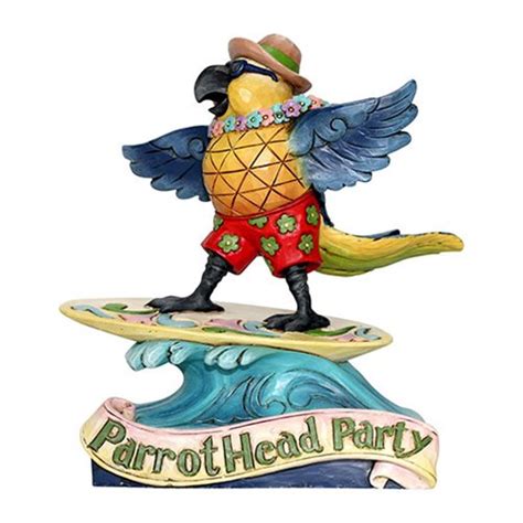 Margaritaville Surfing Parrot Parrothead Party Heartwood Creek Statue