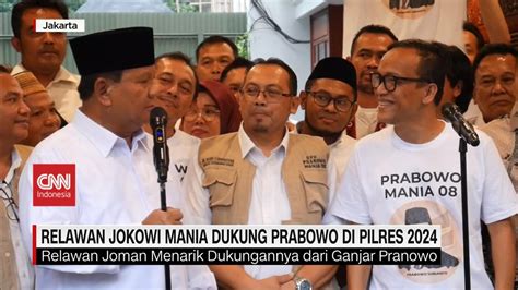 Relawan Jokowi Mania Dukung Prabowo Di Pilres 2024 Youtube