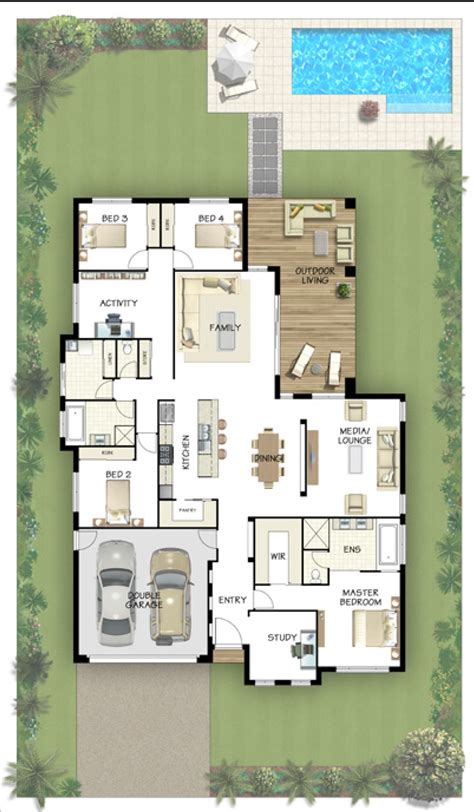 5 Bedroom Potential I Like The Media Room Placement And Theres A