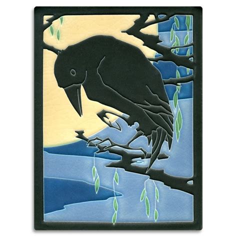 6x8 Raven Midnight Art Tile Art Crow Art