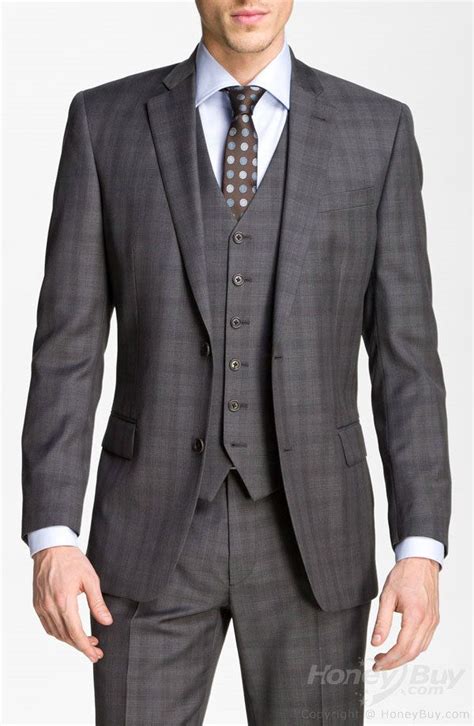 plaid charcoal grey 3 piece suit gentleman pinterest