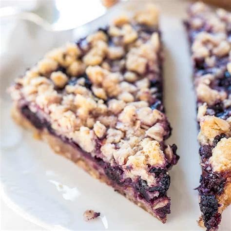 Spread in a greased 9x13 pan. Blueberry Bars (with Oatmeal Crumble Topping!) - Averie Cooks