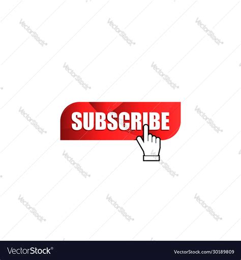 Graphic Subscribe Red Button With Hand Pointer Vector Image